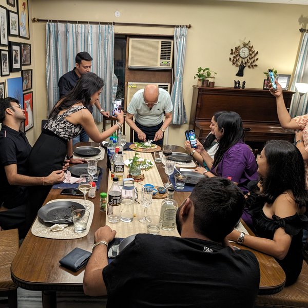 Full table at Pizza Dojo private supper club dinner Kolkata